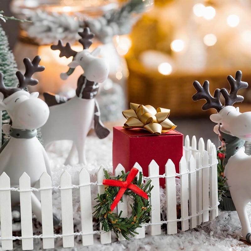 BrightRow 4 Pcs Christmas Fairy Garden Fence Village Accessories 35 Inch Miniature White Picket Fence Wooden Decorative for Xmas Dollhouse Landscape Crafts Gift Supplies - Image 5